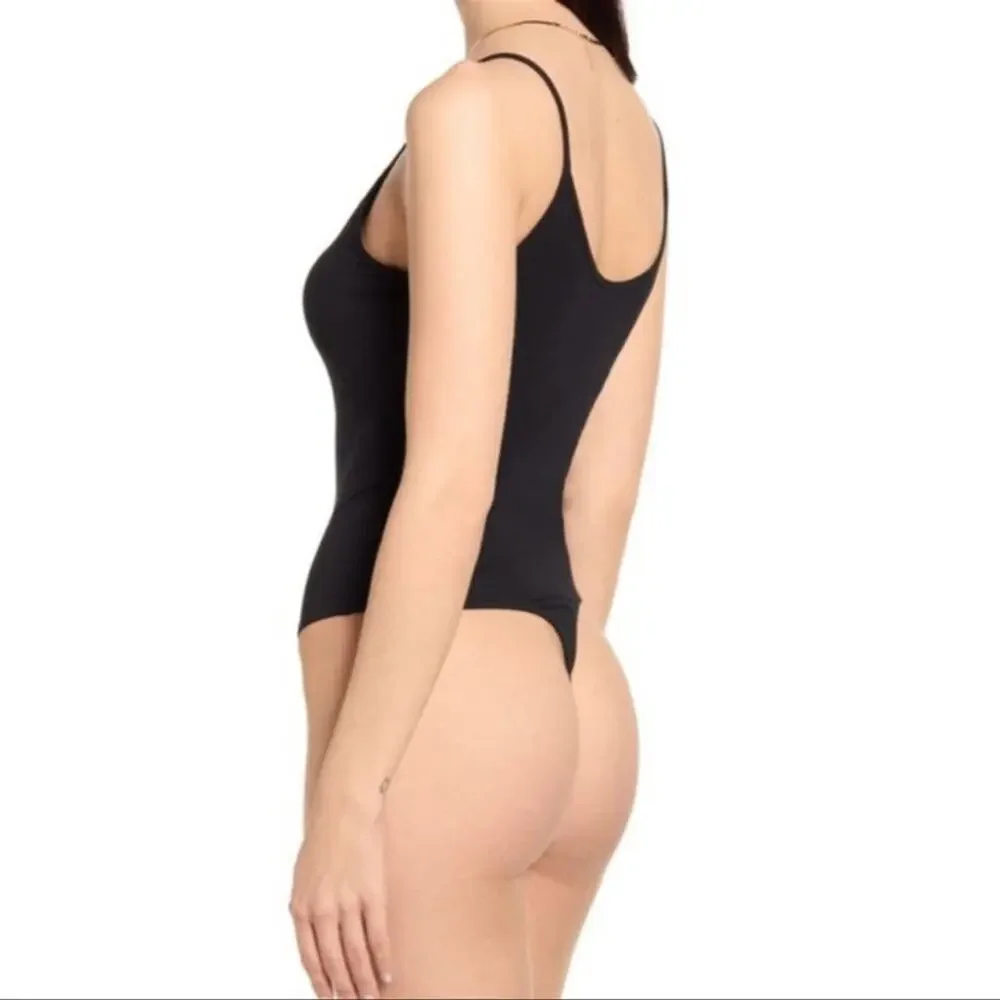 BP Black V-Neck Tank Ribbed Thong Bodysuit